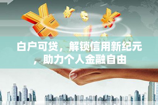 天津白户可贷，解锁信用新纪元，助力个人金融自由