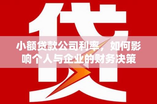 遂宁小额贷款公司利率，如何影响个人与企业的财务决策