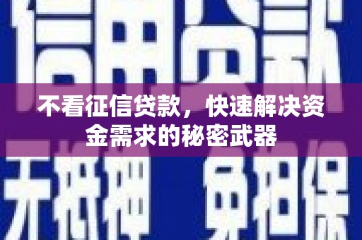 安定不看征信贷款，快速解决资金需求的秘密武器